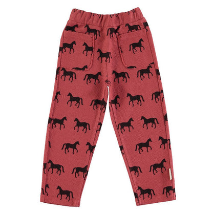 Jogging Pants in Old Pink w/ Black Horses