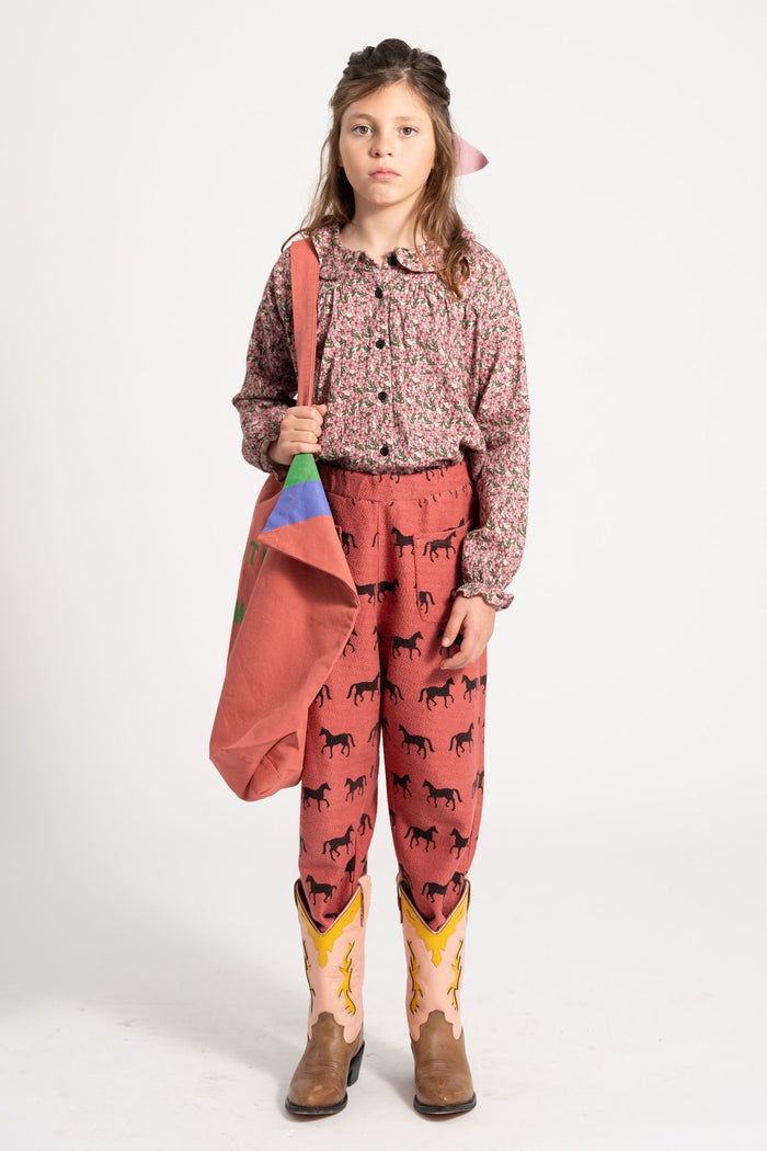 Jogging Pants in Old Pink w/ Black Horses