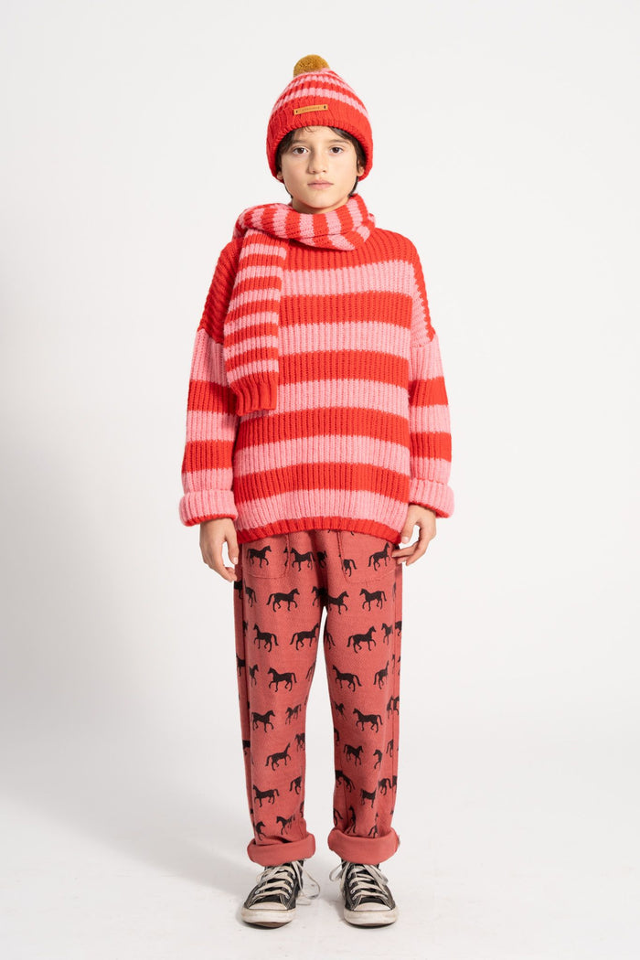 Jogging Pants in Old Pink w/ Black Horses