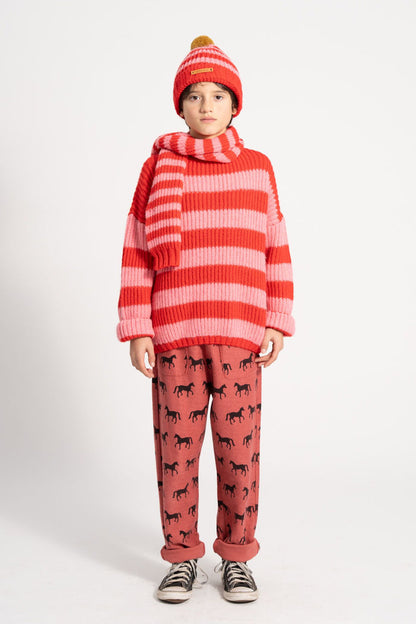 Jogging Pants in Old Pink w/ Black Horses