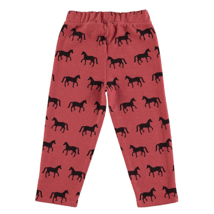 Jogging Pants in Old Pink w/ Black Horses
