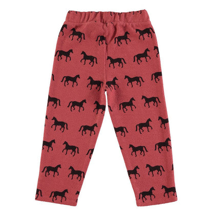 Jogging Pants in Old Pink w/ Black Horses