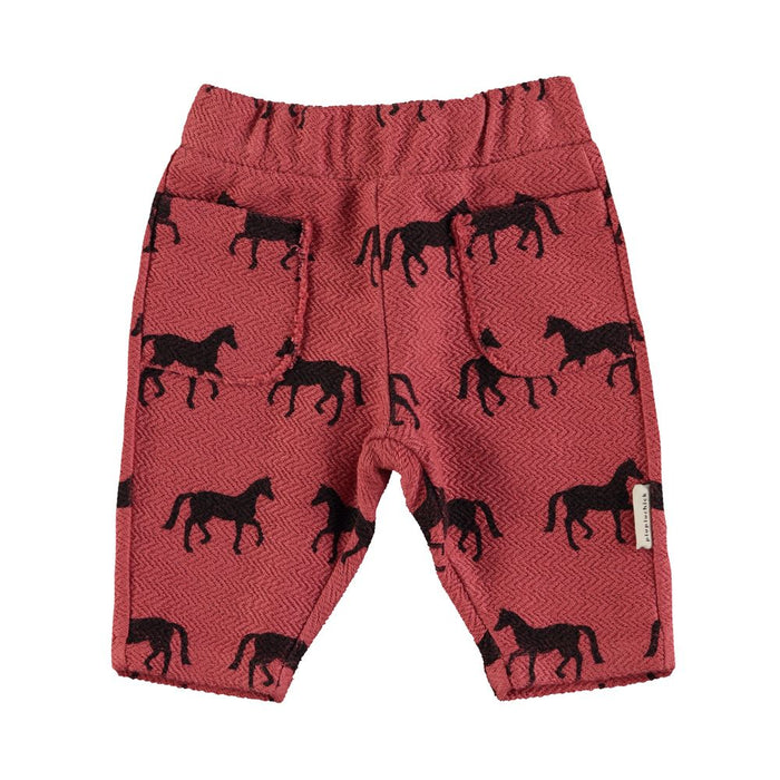 Jogging Pants in Old Pink w/ Black Horses