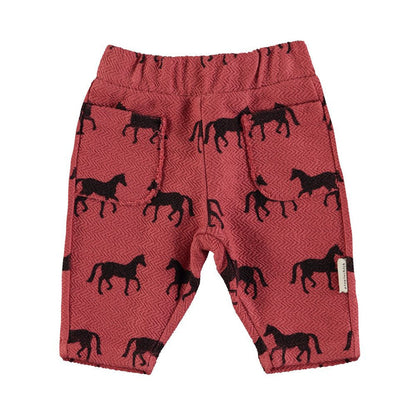 Jogging Pants in Old Pink w/ Black Horses