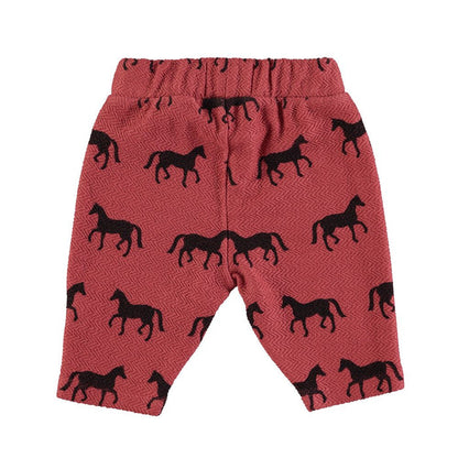 Jogging Pants in Old Pink w/ Black Horses