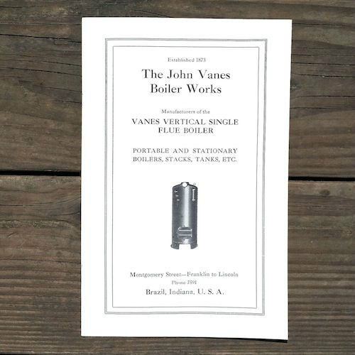 JOHN VANES BOILER WORKS Catalog Booklet 1910s