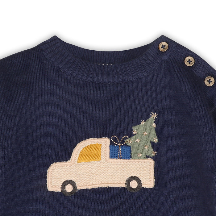 Jolly Truck Applique Sweater Knit Baby Pullover & Pant Set (Organic Cotton)