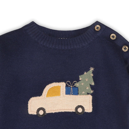 Jolly Truck Applique Sweater Knit Baby Pullover & Pant Set (Organic Cotton)