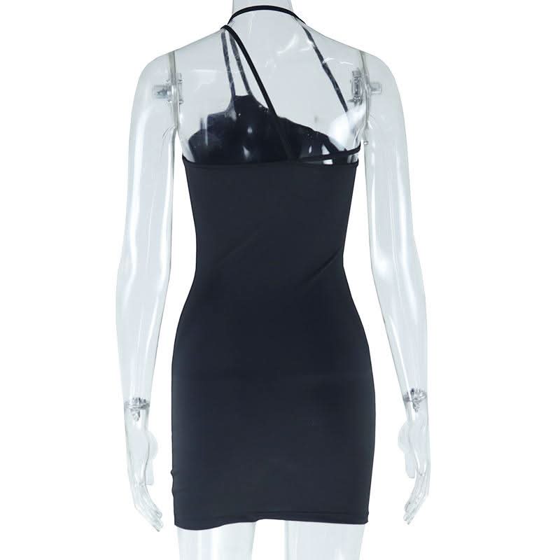Irregular flower applique backless cami mini dress  | Festival Outfits Women