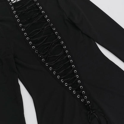 Long sleeve lace up mini dress  | Festival Outfits Women