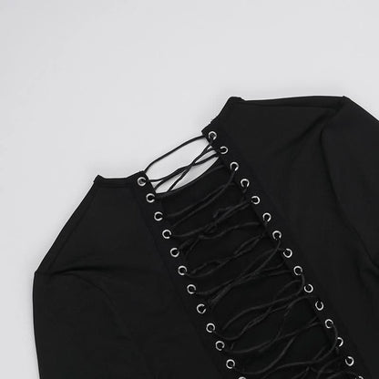 Long sleeve lace up mini dress  | Festival Outfits Women