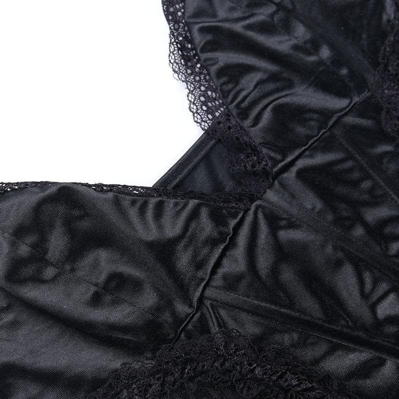 Lace patchwork corset solid v neck cami mini dress  | Festival Outfits Women