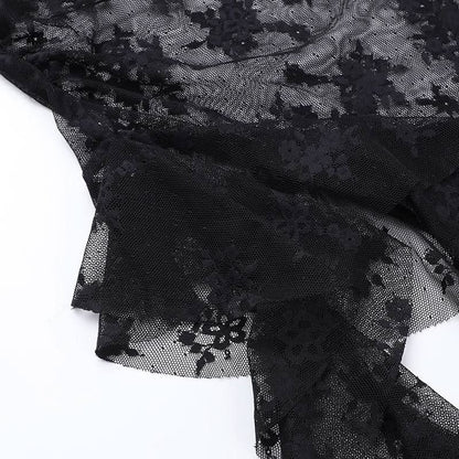 Lace cross applique irregular tube mini dress  | Festival Outfits Women