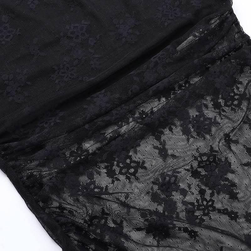 Lace cross applique irregular tube mini dress  | Festival Outfits Women