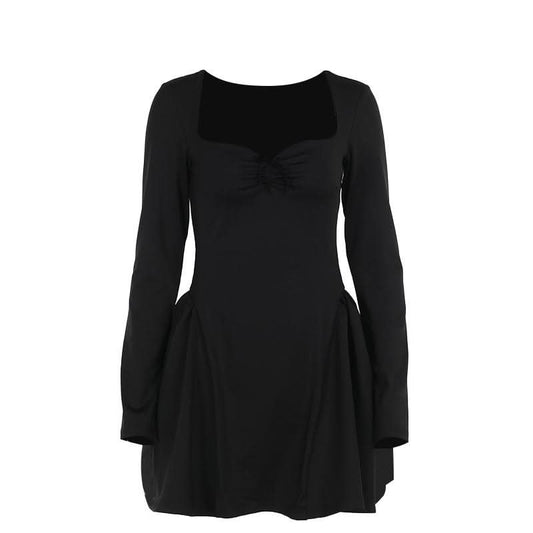 Long sleeve sweetheart neck bowknot mini dress  | Festival Outfits Women