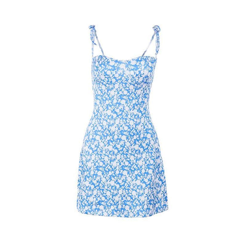Self tie flower print backless cami mini dress  | Festival Outfits Women