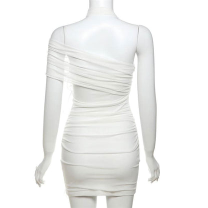 Halter flower applique mesh mini dress  | Festival Outfits Women