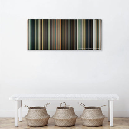 Jumper color palette canvas above a white bench with three woven baskets