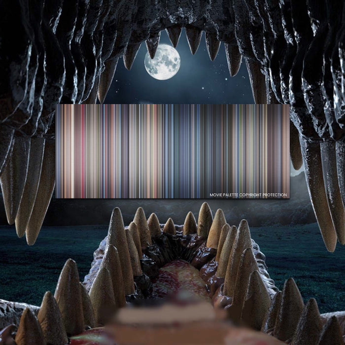 Jurassic Park movie barcode canvas print, the whole film as stripes of color