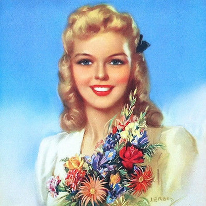 JUST FOR YOU Pinup Girl Lithograph Print