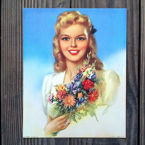JUST FOR YOU Pinup Girl Lithograph Print