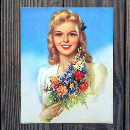 JUST FOR YOU Pinup Girl Lithograph Print