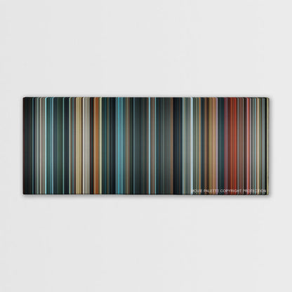 Justice League color palette canvas print: thousands of thin vertical stripes of color