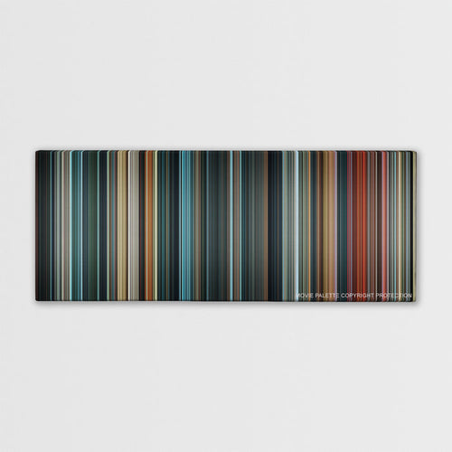 Justice League color palette canvas print: thousands of thin vertical stripes of color