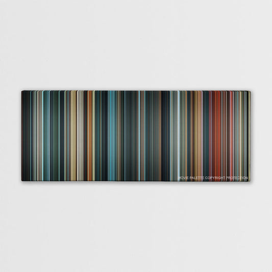 Justice League color palette canvas print: thousands of thin vertical stripes of color