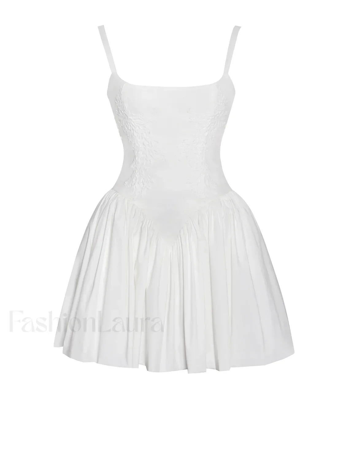 Kadi White Cotton Drop Graceful Waist Corset Mini Dress