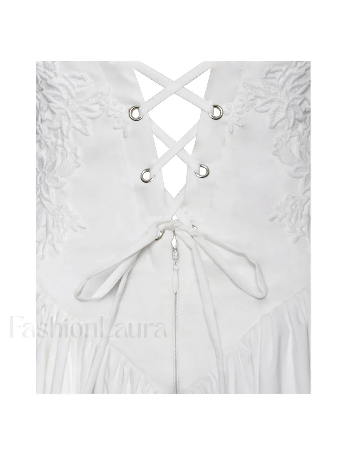 Kadi White Cotton Drop Graceful Waist Corset Mini Dress