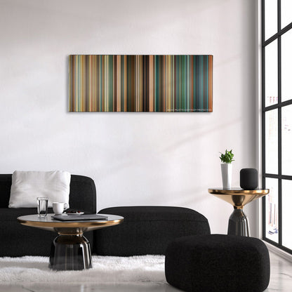 Kick-Ass 2 color palette canvas above a black sofa with a gold-topped table