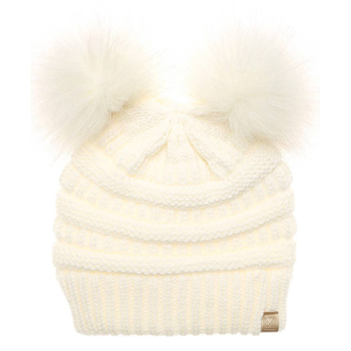 Kids Double Pom Pom Winter Hat