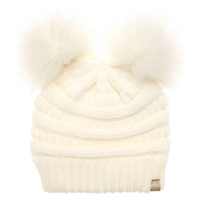Kids Double Pom Pom Winter Hat