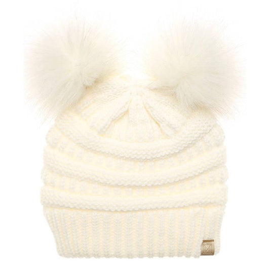 Kids Double Pom Pom Winter Hat
