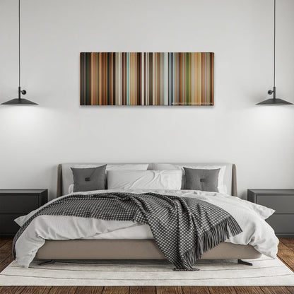 Kingsman: The Golden Circle color palette canvas above a bed, between two black pendant lamps