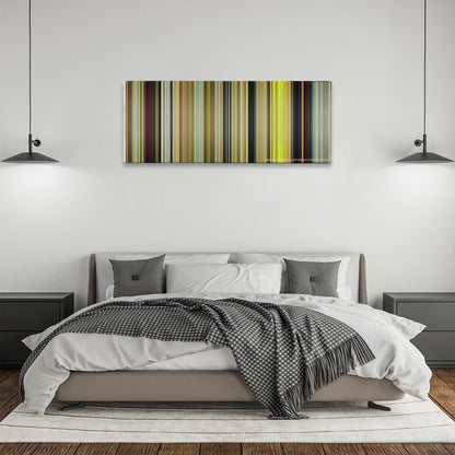 Kong: Skull Island color palette canvas above a bed, between two black pendant lamps