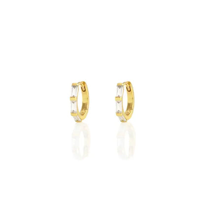 Kris Nations – Baguette Huggie Hoop Earrings in 18k Gold Vermeil