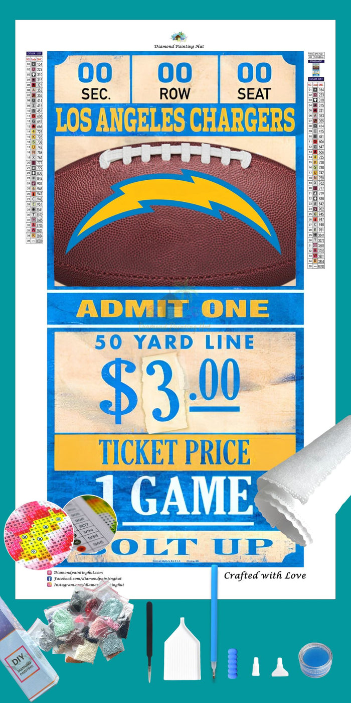 Los Angeles Chargers NFL Ticket Diamond Painting-Diamond Painting Hut