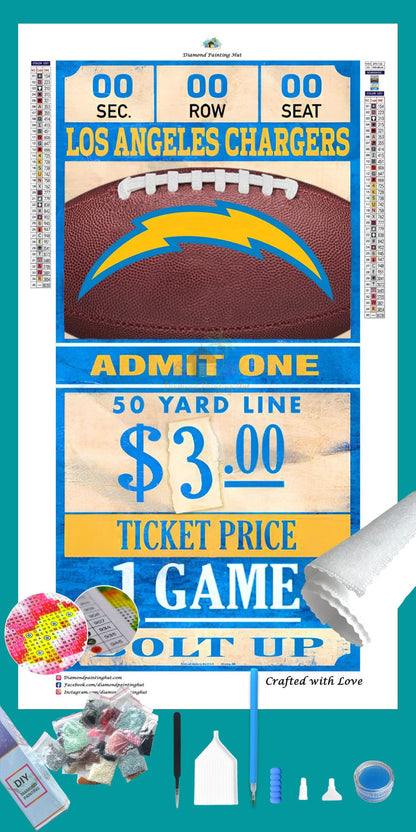 Los Angeles Chargers NFL Ticket Diamond Painting-Diamond Painting Hut