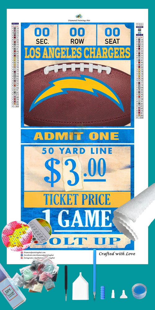 Los Angeles Chargers NFL Ticket Diamond Painting-Diamond Painting Hut
