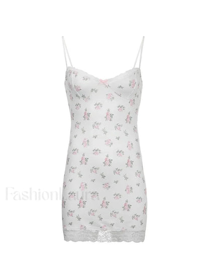 Lace Trim Floral Mini Dress