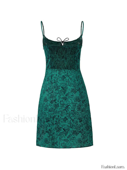 Lace Up Paisley Print Mini Dress