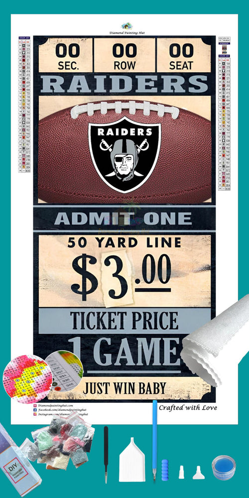 Las Vegas Raiders NFL Ticket Diamond Painting-Diamond Painting Hut