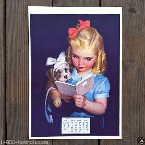 LEARNING BY DOING Store Lithograph Calendar 1930s