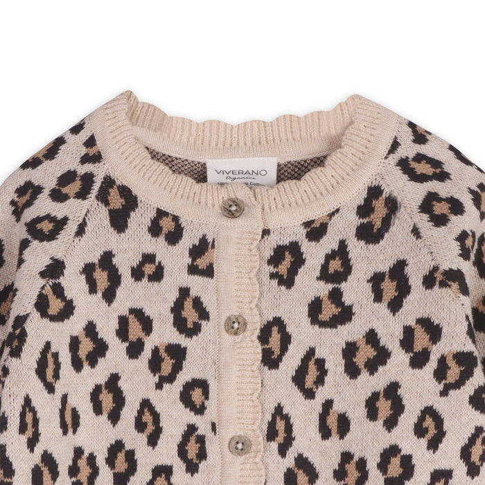 Leopard Jacquard Sweater Knit Baby Cardigan (Organic Cotton)
