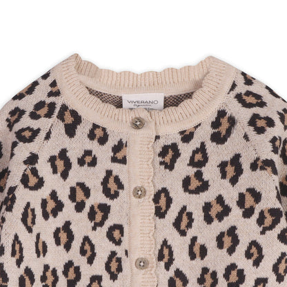 Leopard Jacquard Sweater Knit Baby Cardigan (Organic Cotton)