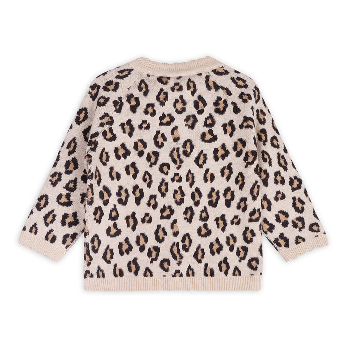 Leopard Jacquard Sweater Knit Baby Cardigan (Organic Cotton)