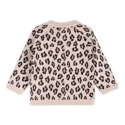 Leopard Jacquard Sweater Knit Baby Cardigan (Organic Cotton)