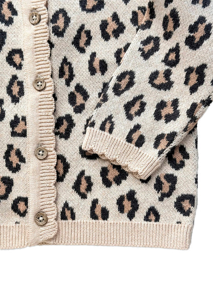 Leopard Jacquard Sweater Knit Baby Cardigan (Organic Cotton)